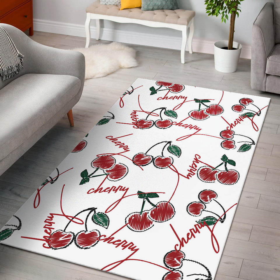 Hand Drawn Cherry Pattern Area Rug