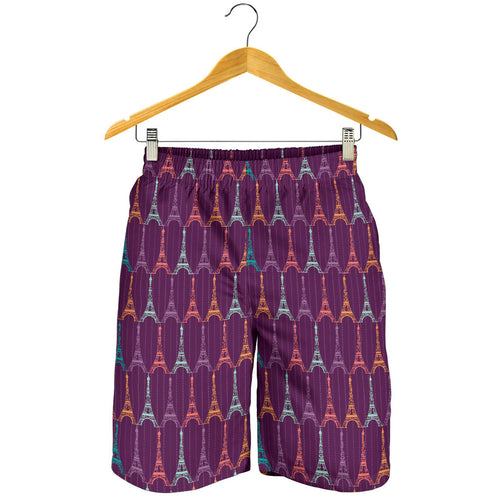 Eiffel Tower Pattern Print Design 05 Men Shorts