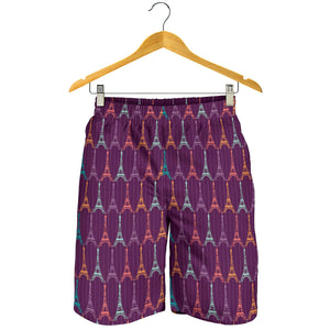 Eiffel Tower Pattern Print Design 05 Men Shorts