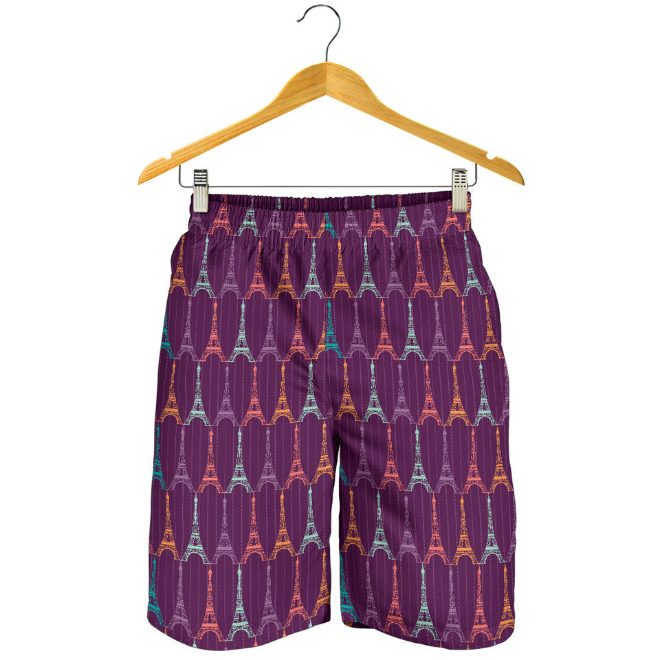 Eiffel Tower Pattern Print Design 05 Men Shorts