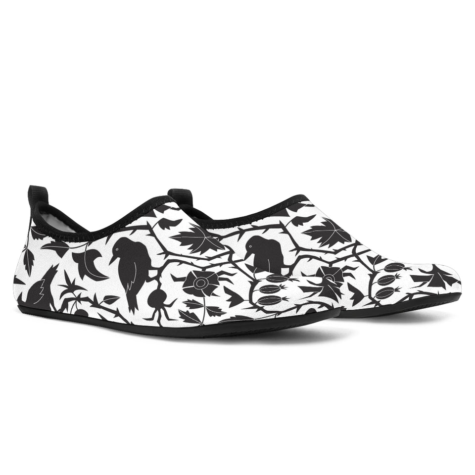 Crow Dark Floral Pattern Aqua Shoes