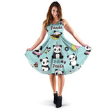 Cute Baby Panda Pattern Sleeveless Midi Dress