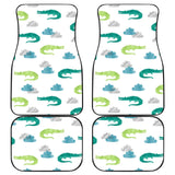 Watercolor Crocodile Pattern Front And Back Car Mats