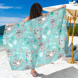 Cute Koalas Blue Background Pattern Sarong