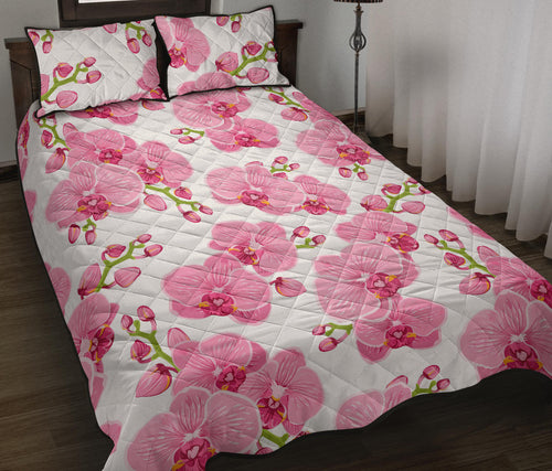 pink purple orchid pattern background Quilt Bed Set