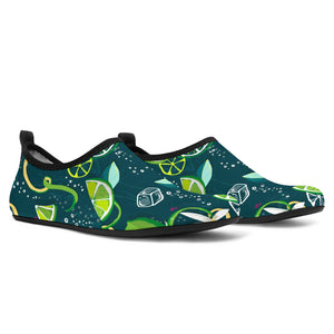 Lime Ice Flower Pattern Aqua Shoes