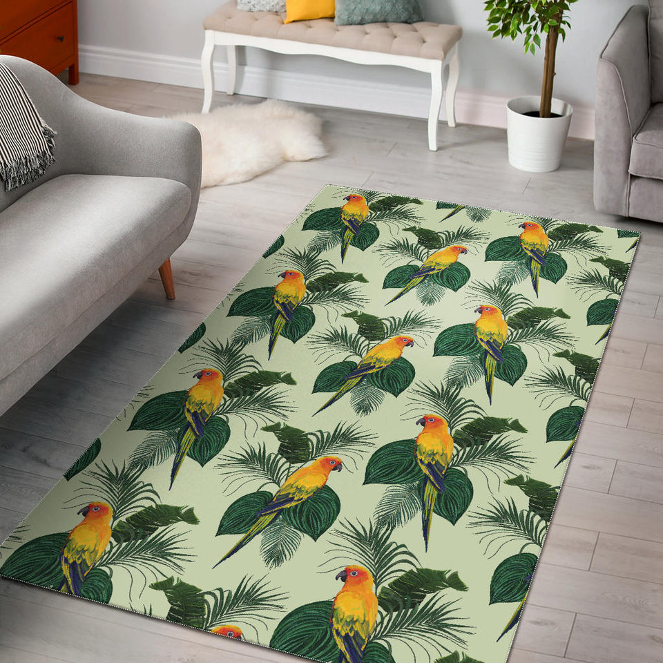 Beautiful Parrot Palm Leaves Pattern Area Rug
