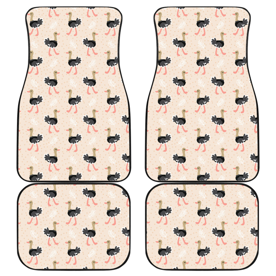 Ostrich Pattern Print Design 05 Front and Back Car Mats