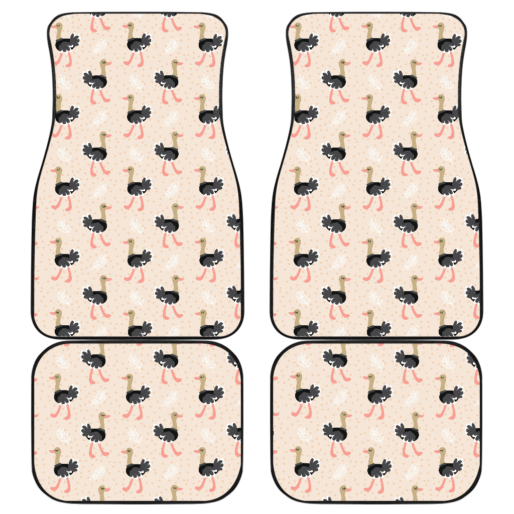 Ostrich Pattern Print Design 05 Front and Back Car Mats