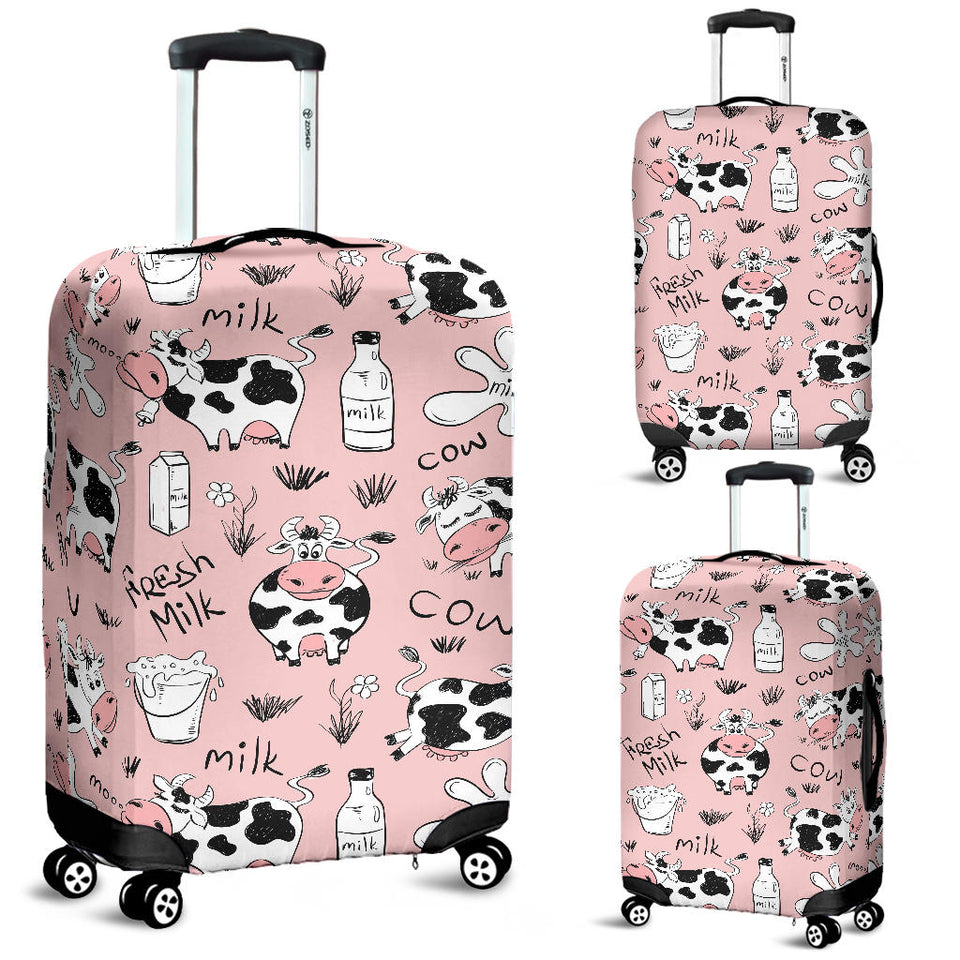 Cows Milk Product Pink Background Luggage Covers