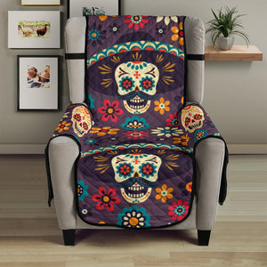 Sugar skulls flower maxican pattern Chair Cover Protector