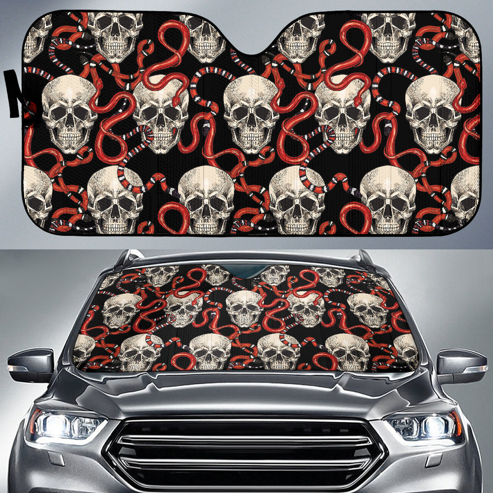 Red Snake Skull Pattern Car Sun Shade