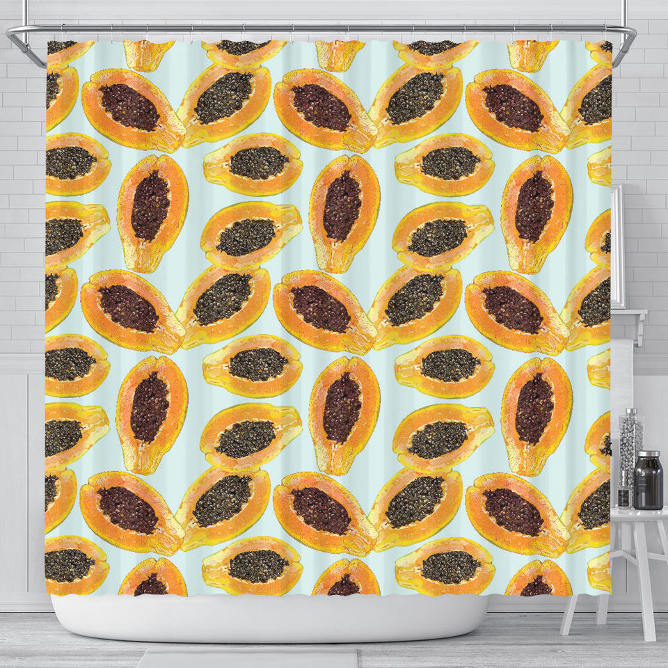 Watercolor Papaya Pattern Shower Curtain Fulfilled In US
