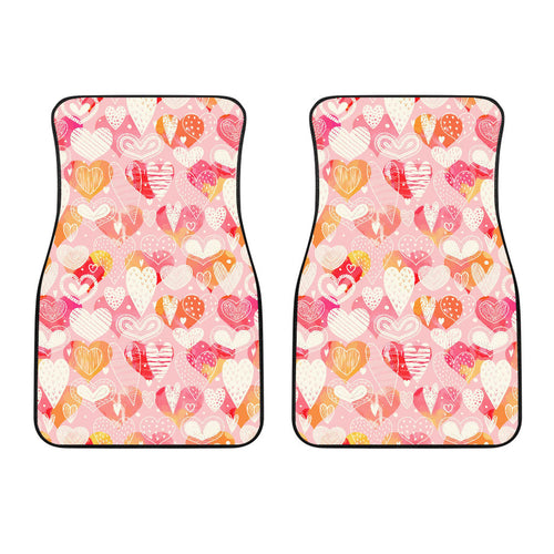 Hand Drawn Heart Design Pattern Front Car Mats