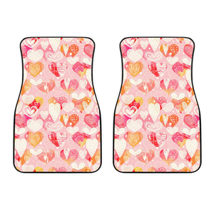 Hand Drawn Heart Design Pattern Front Car Mats