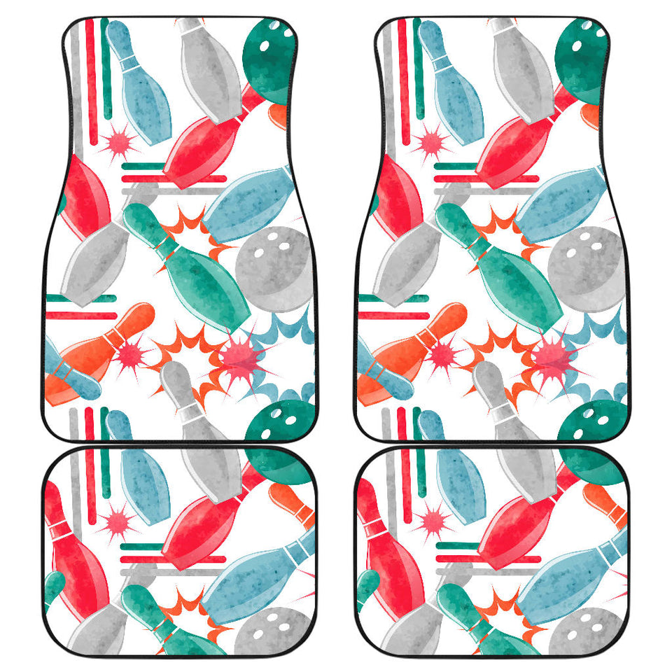 Watercolor Bowling Pattern Front And Back Car Mats