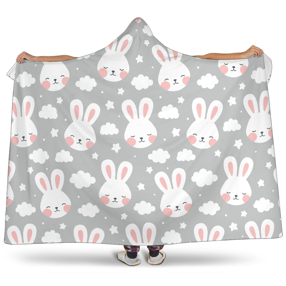 Rabbit Cloud Pattern Hooded Blanket