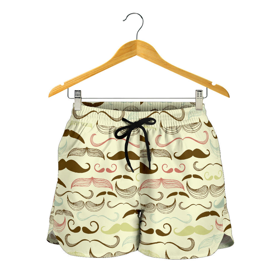 Mustache Beard Pattern Print Design 01 Women Shorts