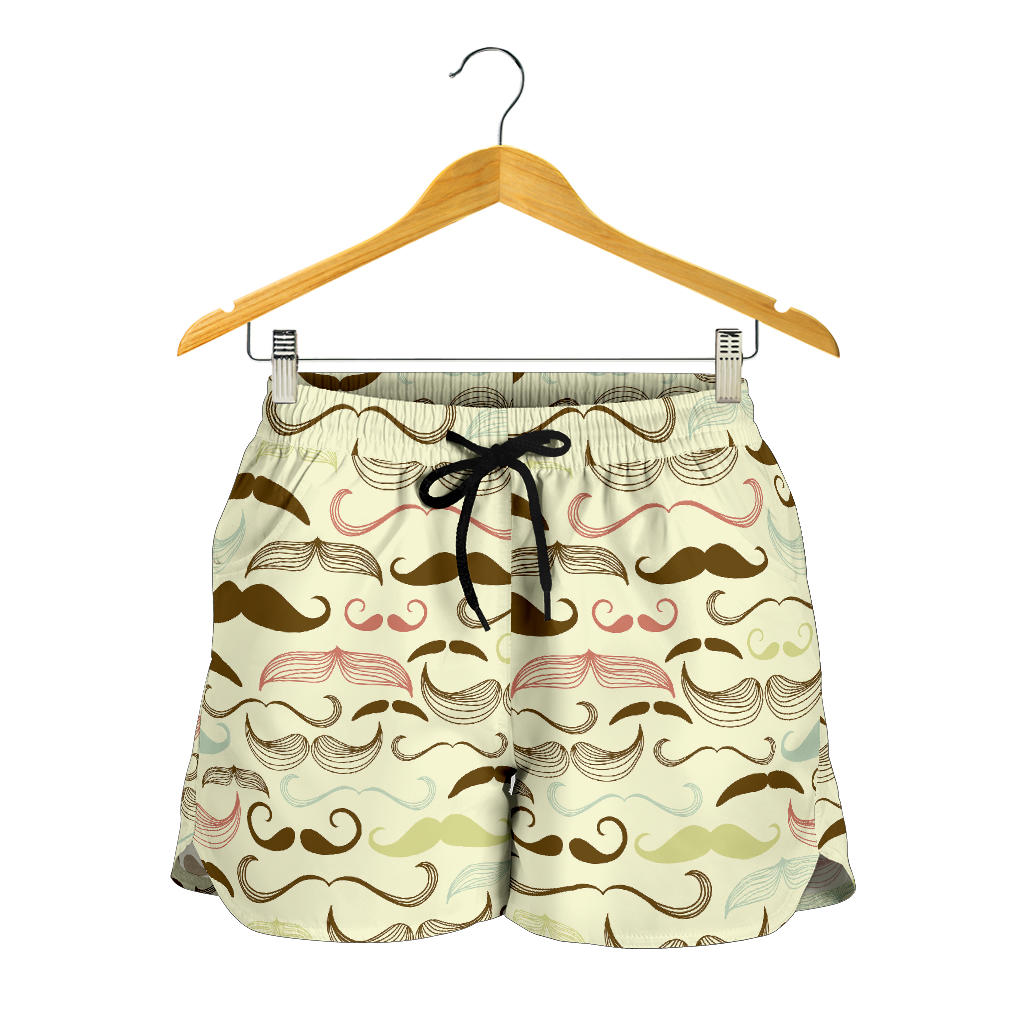 Mustache Beard Pattern Print Design 01 Women Shorts