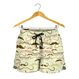 Mustache Beard Pattern Print Design 01 Women Shorts