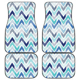 Zigzag  Chevron Blue Pattern Front And Back Car Mats