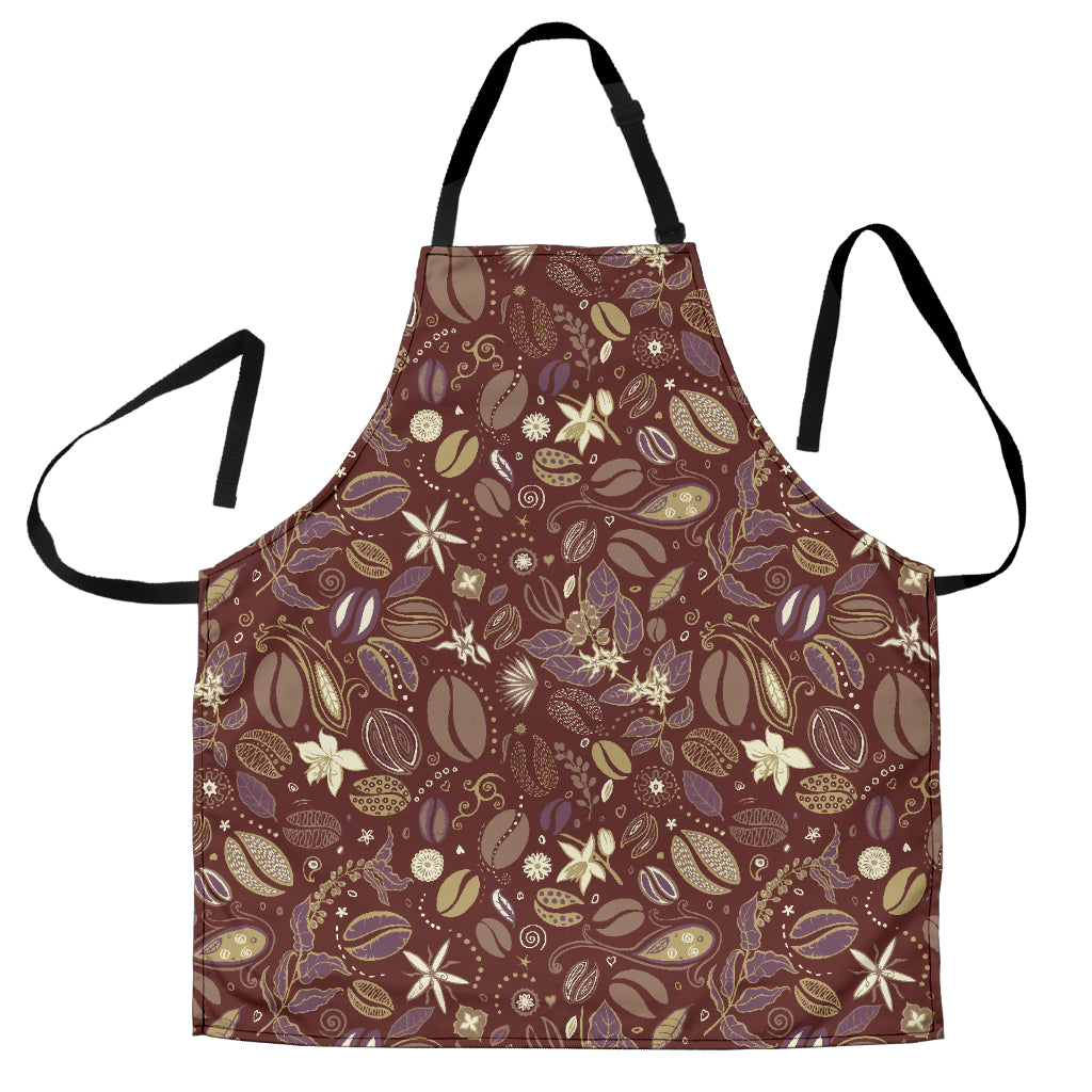Coffee Bean Flower Pattern Adjustable Apron