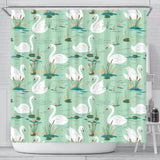 White Swan Lake Pattern Shower Curtain Fulfilled In US