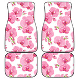 Pink Purple Orchid Pattern Background Front And Back Car Mats