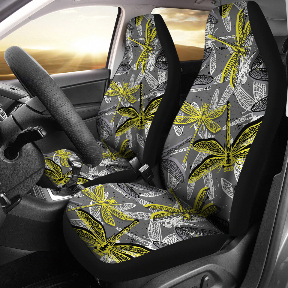 Hand Drawn Dragonfly Pattern Universal Fit Car Seat Covers
