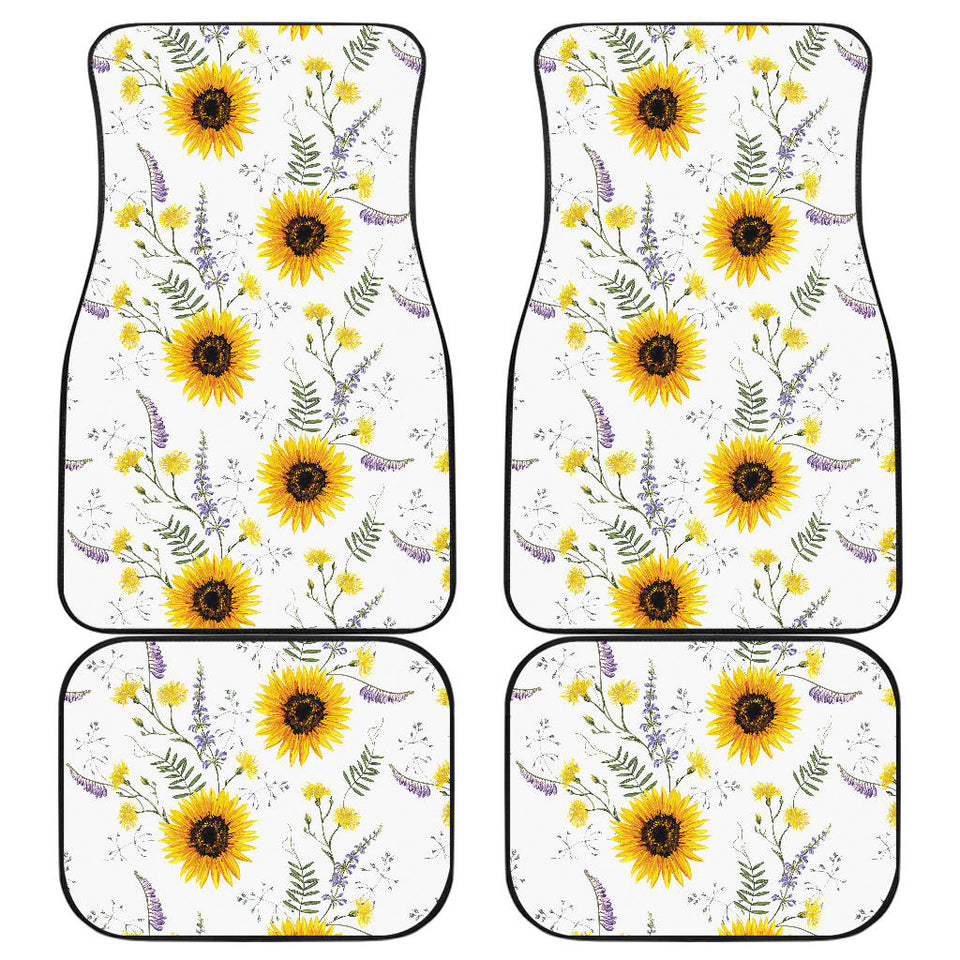 Beautiful Sunflowers Pattern Front And Back Car Mats