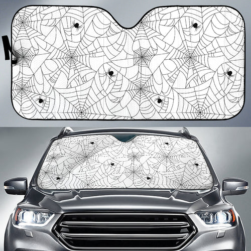Spider Web Cobweb Pattern White Background Car Sun Shade