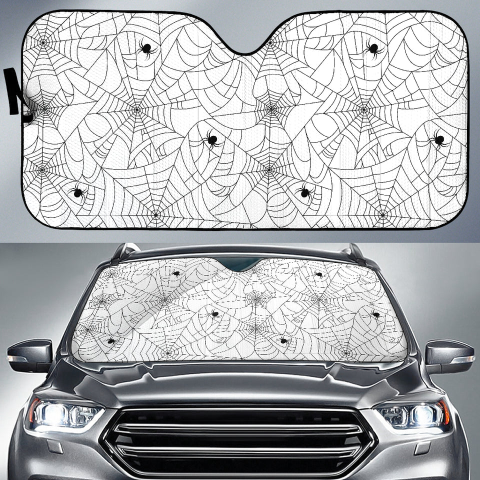 Spider Web Cobweb Pattern White Background Car Sun Shade