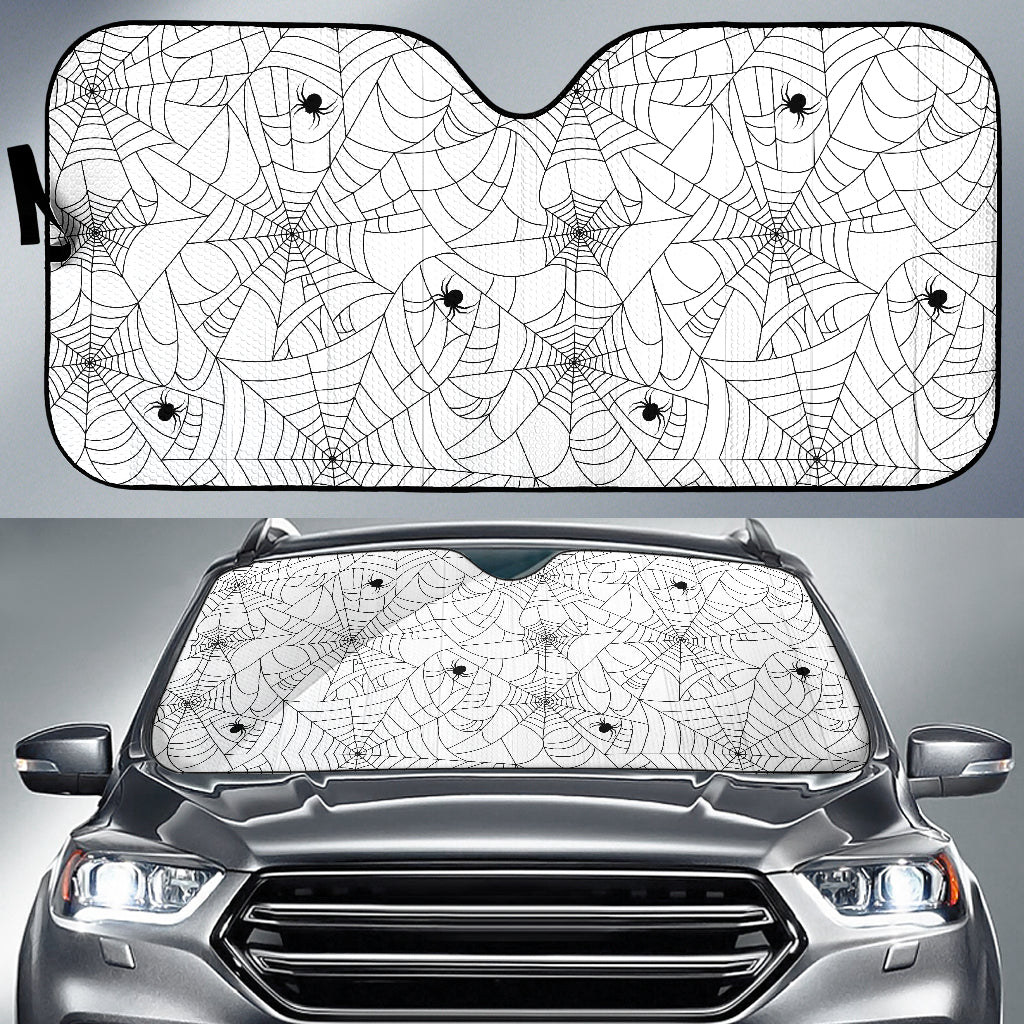 Spider Web Cobweb Pattern White Background Car Sun Shade