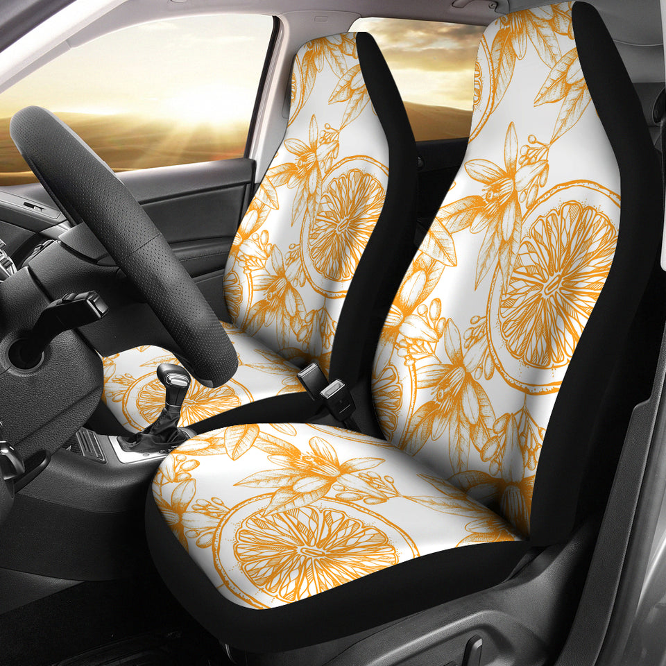 Hand Drawn Orange Fruit Pattern Universal Fit Car Seat Covers