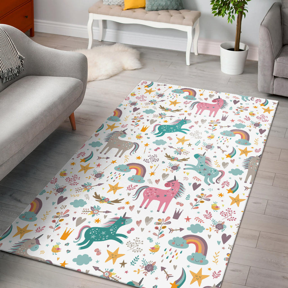Colorful Unicorn Pattern Area Rug