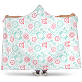 Clock Time Pattern Blackground Hooded Blanket