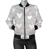 Heart Pattern Gray Background Women'S Bomber Jacket