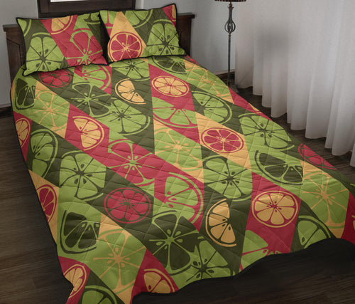 Cool Geometric lime pattern Quilt Bed Set
