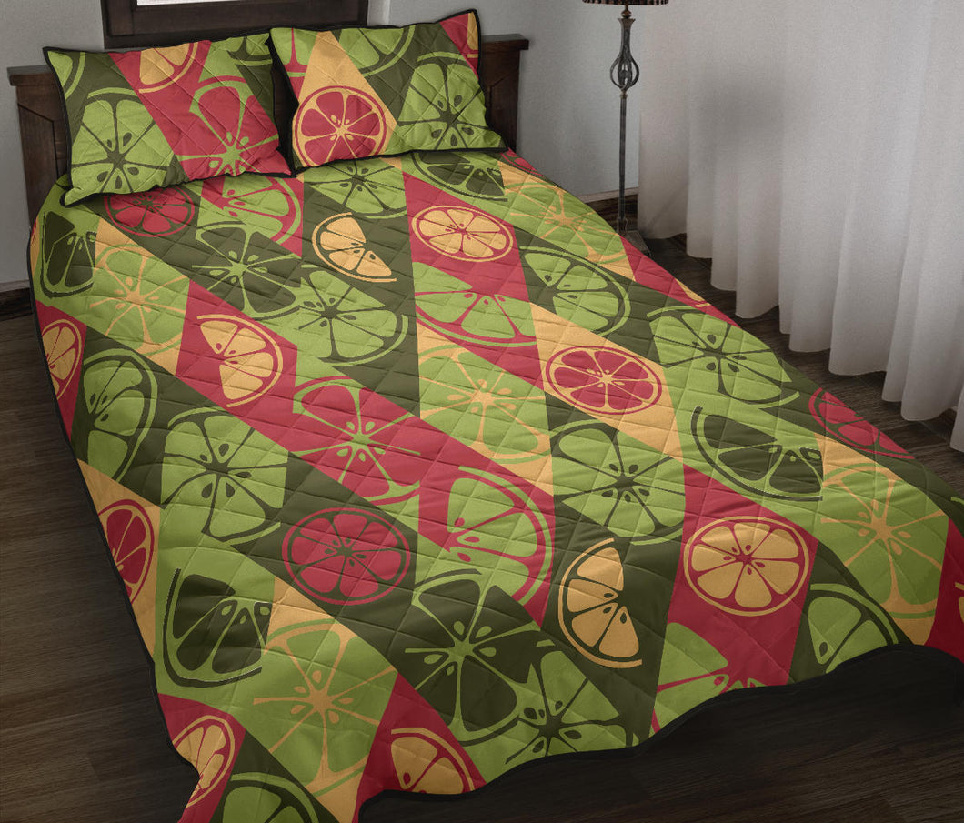 Cool Geometric lime pattern Quilt Bed Set