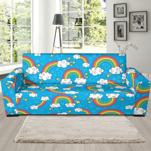 Rainbows Sky Clouds Pattern Sofa Slipcover
