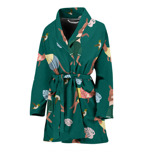 Kangaroo Leaves Pattern Women'S Bathrobe