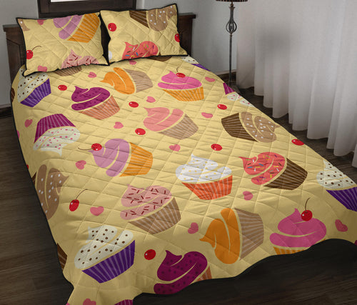 cake cupcake heart cherry pattern Quilt Bed Set