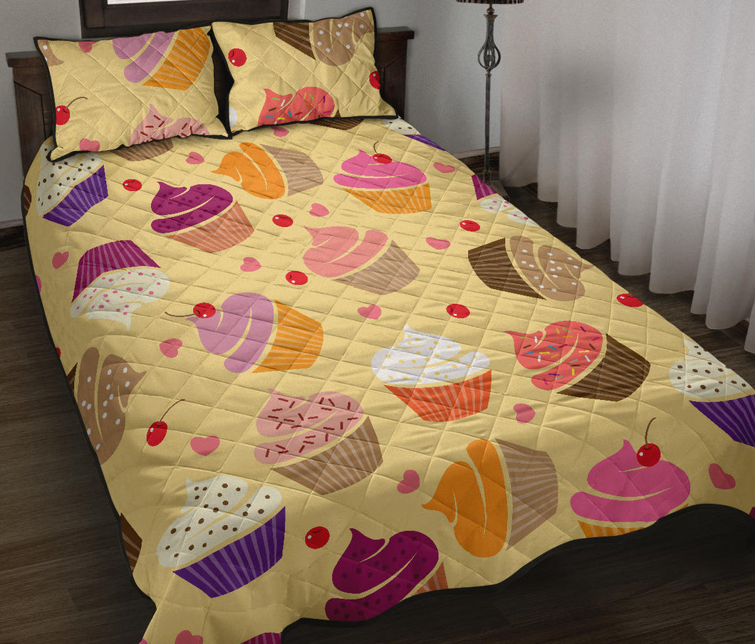 cake cupcake heart cherry pattern Quilt Bed Set