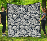 Sugar Skull Black White Pattern Premium Quilt