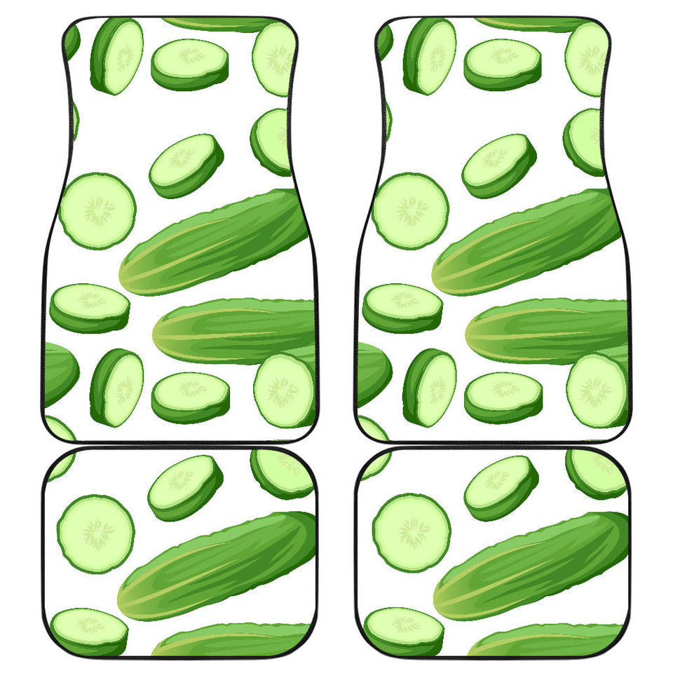 Cucumber Whole Slices Pattern Front And Back Car Mats