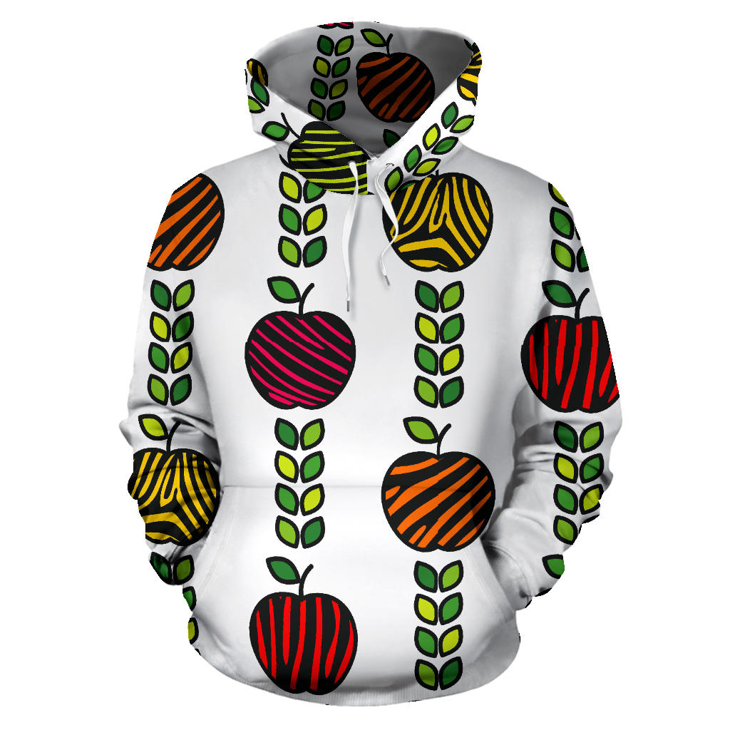 Colorful Apples Leave Zebra Stripe Men Women Pullover Hoodie