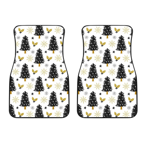 Christmas Tree Holly Snow Star Pattern  Front Car Mats