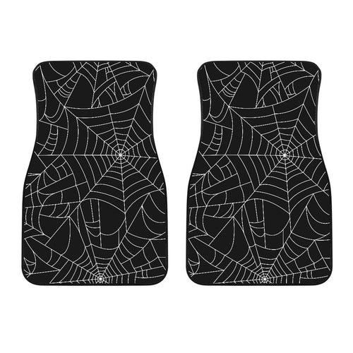 Spider Web Pattern Black Background White Cobweb Front Car Mats