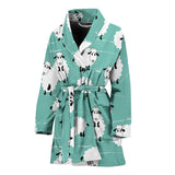 Cute Sheep Green Background Women'S Bathrobe