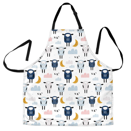 Cute Sleeping Sheep Moon Cloud Pattern Adjustable Apron